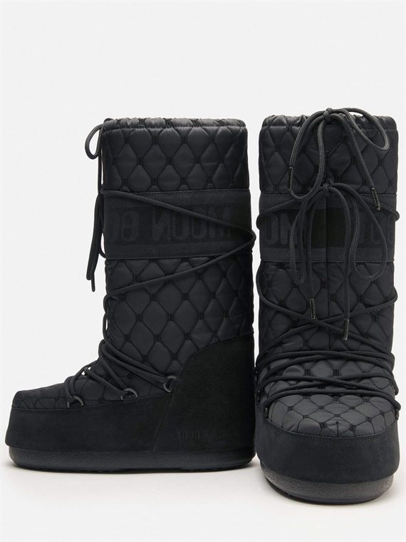 Moon Boot Icon Black Quilted Boots 